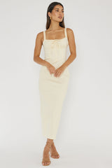 Sweet Pea Tied Bust Midi Dress Butter